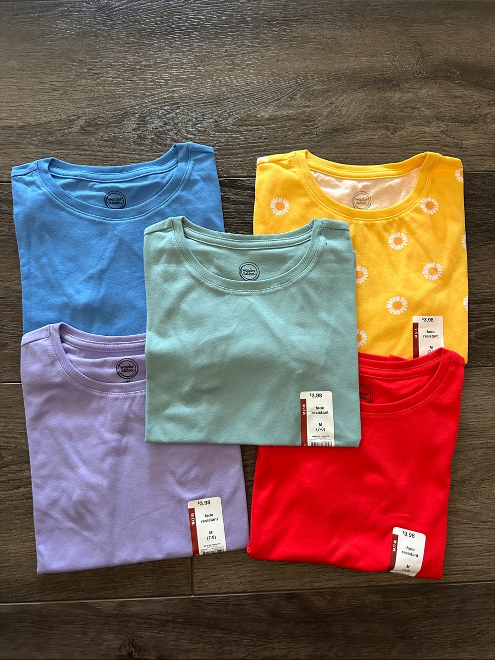 Wonder Nation Girl’s Crewneck Tees Multi Pack Sz M 7/8